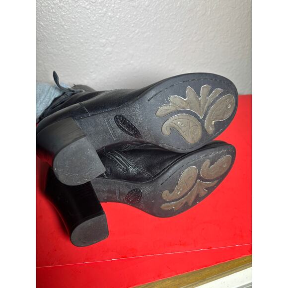 Born Crown Chyler Harnes Black Leather Heed Ankle Booties Size 9 - Picture 11 of 12